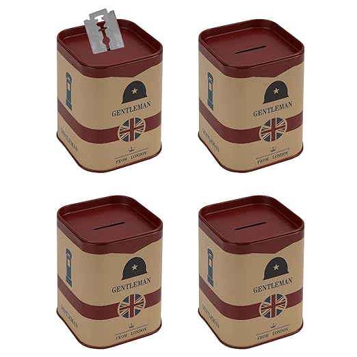 4 Pack Razor Blade Disposal Container for Safety Razor Blade, Detachable Safe Blade Bank for Used Leaf Razor, Large Capacity Razor Iron Disposal Case (Red)