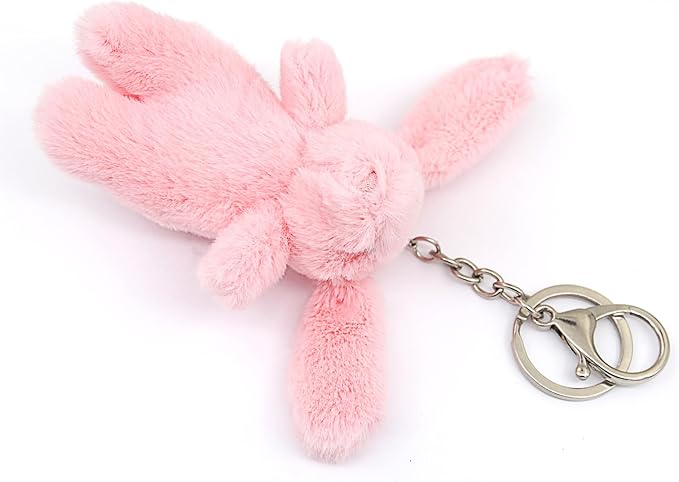 Miokkley Cute Bunny Plush Keychain for Backpack, 3.5" Inch Mini Rabbit Keychain Purse Charm Pendant Gift for Women