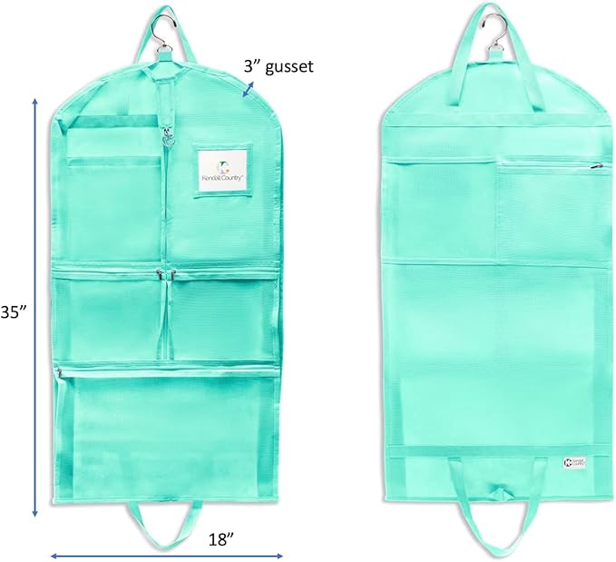 Premium Waterproof Dance Garment Bag,35 inch Clothes Bag with Gusset, 5 Pockets & Side Zip for Dance Costumes, Beauty Pageants, Cheer & More. Best for younger performers with small costume pieces.