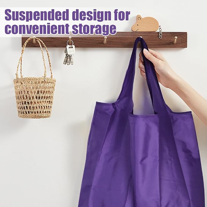 Large 50lbs Heavy Duty Reusable Foldable Grocery and Shopping Tote Bags - Washable Polyester Bags in Pocket