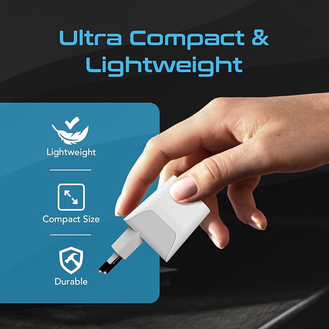 Ceptics Brazil Travel Plug Set - with USB-A + USB-C + USA Socket Input - Type C and Type N- Ultra Compact - Safe Grounded Perfect for Cell Phones, Laptops, Camera Chargers