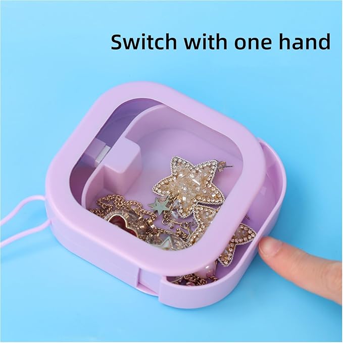 Hair Tie Organizer,Portable Travel Qtip Holder,Bathroom Storage Organizer Qtip Dispenser Cotton Swabs Dispenser Kids Hair Accessory Box with Lid for Bathroom (2PCS,Purple)