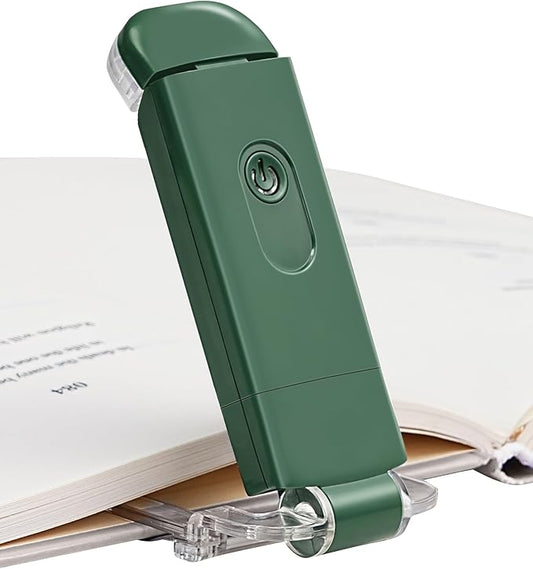 DEWENWILS USB Rechargeable Book Reading Light, LED Clip on Booklight Flexible Reading Lights in Bed, Car at Night, 4 Brightness Adjustable, Perfect for Bookworms, Kids (Dark Green)