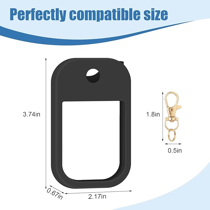Hand Sanitizer Spray Case Compatible with Touchland, Silicone Hand Sanitizer Case Holder with Keychain for Power Mist and Glow Mist 1 fl oz,(Black)