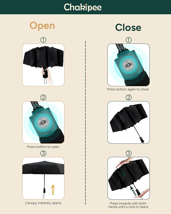 Travel Compact Umbrella Windproof - Portable Automatic for Rain, Folding Umbrella for Men and Women, Portable 210T Fabric