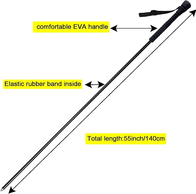 Aventik Fold-able Wading Staff Water Depth Safety Warning Sign Coated Stainless Steel Core T7075 Aluminum Body Corrosion Resistance Neoprene Sheath