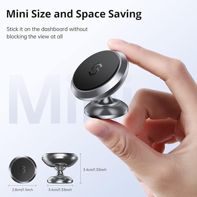 SYNCWIRE Magnetic Car Phone Holder for Dashboard, 360° Adjustable Strong Magnets Cell Phone Car Mount Compatible with iPhone, Samsung, Android - Gray