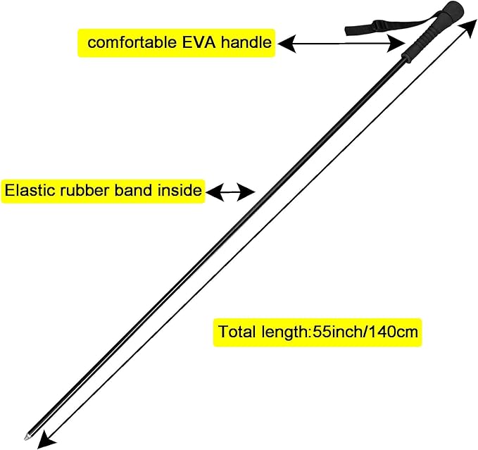 Aventik Fold-able Wading Staff Water Depth Safety Warning Sign Coated Stainless Steel Core T7075 Aluminum Body Corrosion Resistance Neoprene Sheath