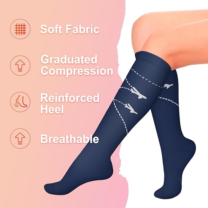 4 Pairs Compression Socks for Women Circulation-Best Support for Nurses,Running,Athletic,Travel