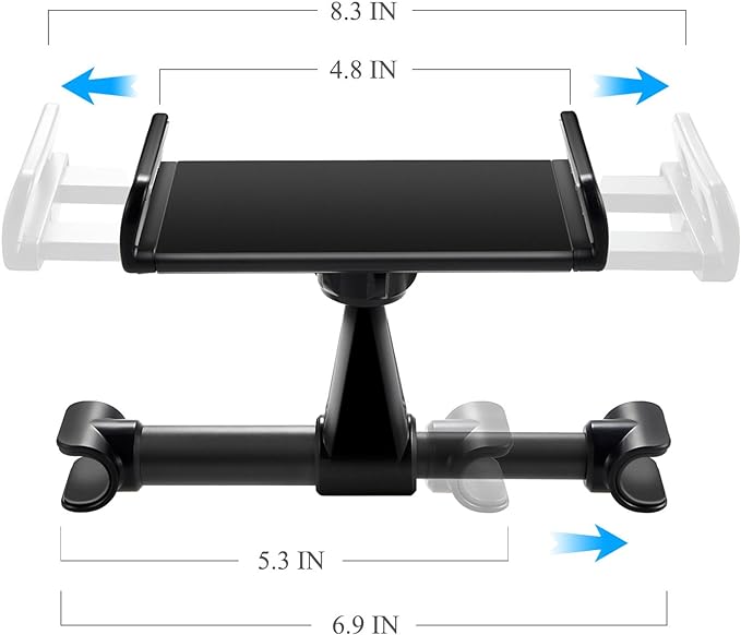 FYOUNG Car Headrest Mount Compatible with Switch 2 Model 2025/OLED/Switch, Adjustable Car Holder Compatible with iPhone/iPad and Other Devices (4"-11")-Black