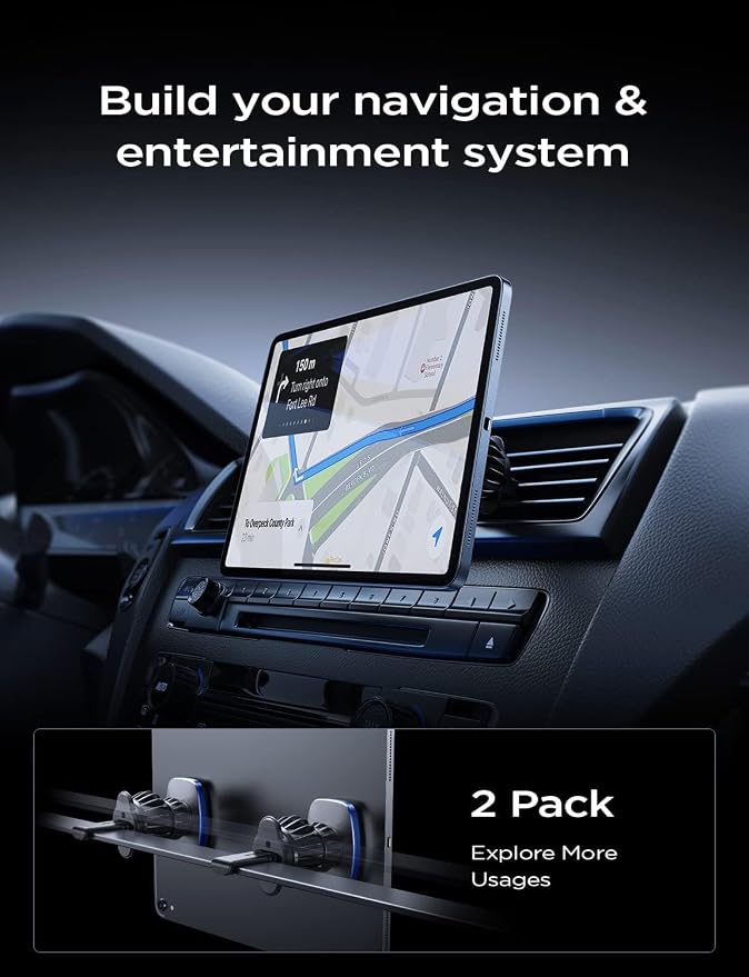 LISEN 2 Pack Magnetic Phone Holder for Car Magnet for Phone Car Mount Vent 6 Military Magnets Vent Cell Phone Holder Mount for Car Plate Fit All, Gifts for Women Men, Car Accessories (Blue)