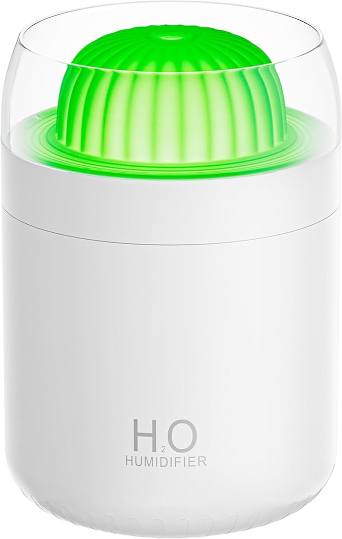 Cactus Mini Humidifier - 500ml USB Powered Portable Small Desktop Air with 2 Cool Mist Modes, 7 Color Light Whisper-Quiet Operation for Office Home Bedroom Nursery Yoga Car Travel