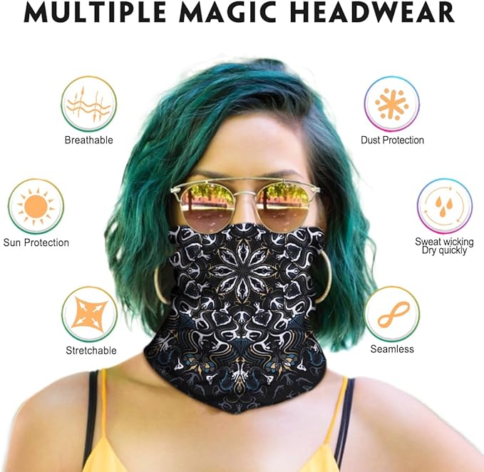 Neck Gaiter for Men Women Headwear Bandana Head Wrap Face Scarf Mask Cover Warmer Balaclava-Seamless & Versatile