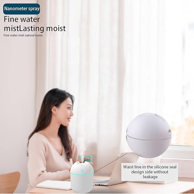 2 Mist Modes,Auto Shut-Off,Super Quiet,7 Color Nightlight Portable Mini Humidifier,Easy to Clean & Fill,USB Charging Travel Humidifier for Car Home Desktop Office