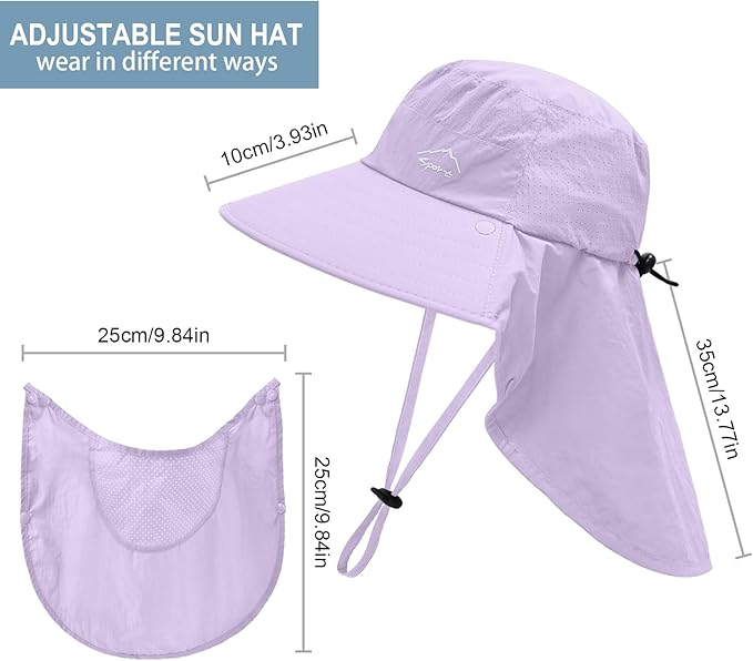 Sun Hat for Men Women with Neck Flap,UPF 50+ UV Protective Hiking Fishing Hats,Wide Brim Sun Hat for Women&Men