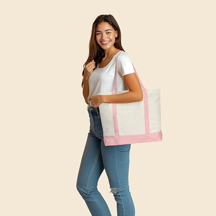 22" Heavy Duty Cotton Canvas Tote Bag (Zippered)