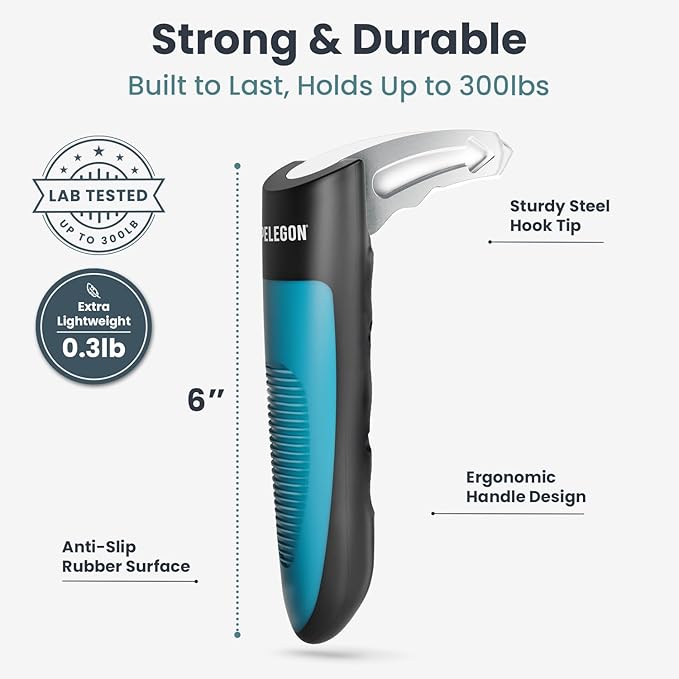 PELEGON Car Door Handle for Elderly (2 Pack) Car Cane Assist Handle with Anti-Slip Grip, Steel Hook for Secure Latch Fit, Supports Up to 300 lbs, Easy Tool-Free Use
