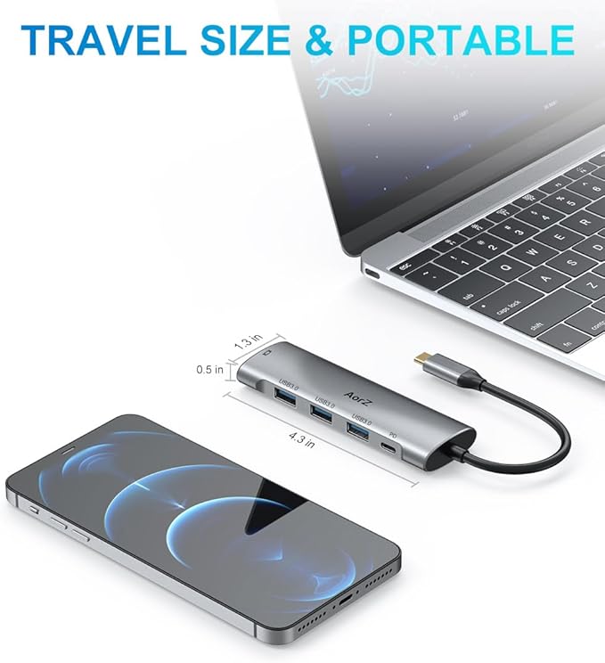 USB C Hub,USB C Hub Multiport Adapter 4K@60Hz AorZ 5 in 1 USBC to Hdmi Adapter with 1 * 4K HDMI Output, 3*USB 3.0 Ports,1*PD, Adapter for MacBook,Steam Deck and Most Type C Devices