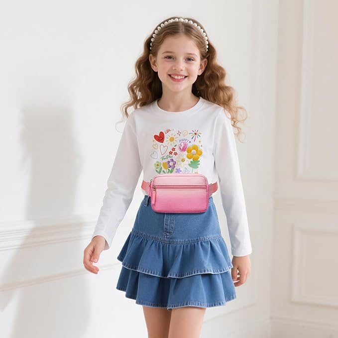 Fanny Pack Birthday Graduation Gifts for 7 8 9 10 11 12 13 Year Old Teen Girls Her Kids, Preppy Cute Trendy Stuff Colorblock Crossbody Bag Adjustable Belt Bags for Travel Essentials