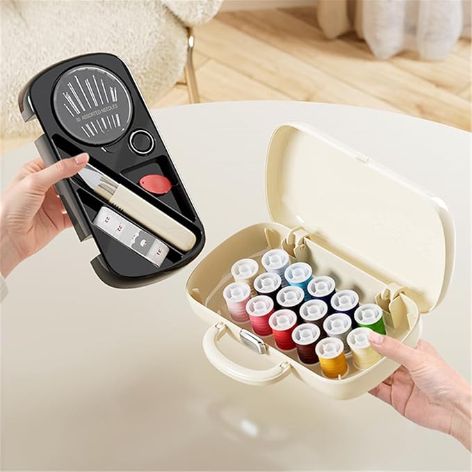 WANSHUNLMI 150 Pcs Creamy White Sewing Project Kit, Travel Family Sewing Supplies Repair Kit Portable Small Traveler Sewing Kit Sewing Thread Accessories DIY Sewing Supplies Organizer (White)