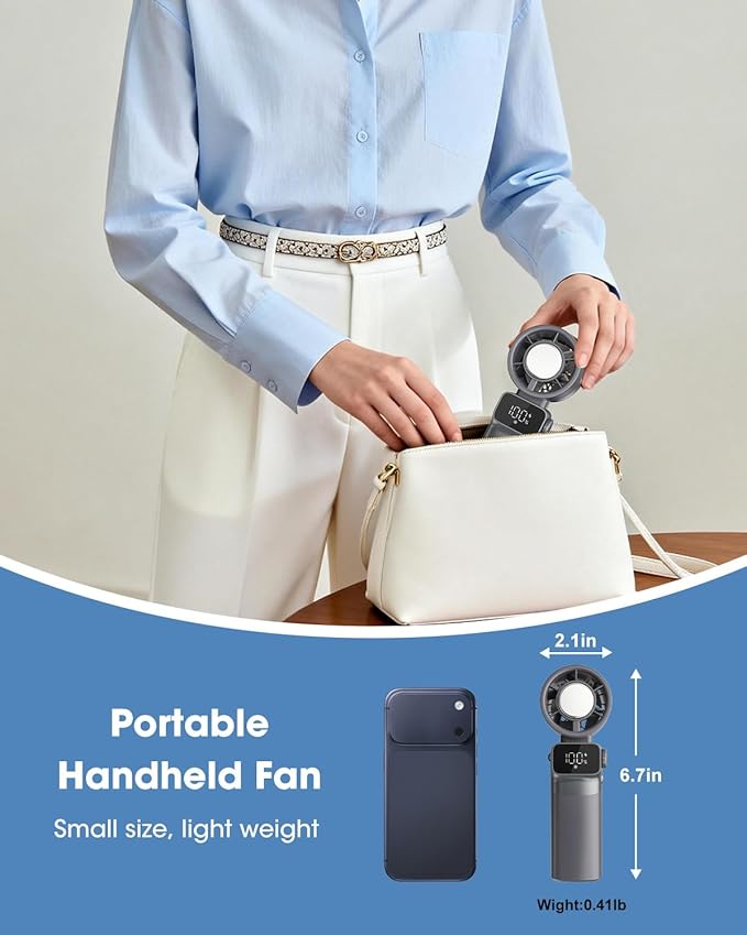 Ouddy Mode Portable Turbo Fan with Ice Cooler, Rechargeable Personal Handheld Fan, 100-Speed Up to 13Hrs Blowing Cold Air Hand Held Portable Pocket Fans