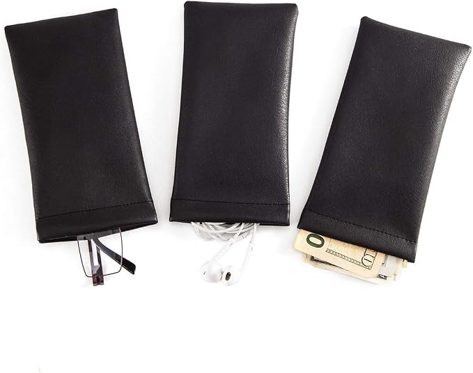 TRIUMPH VISION Squeeze Leather Sunglasses Pouch - 3 Pack Glasses Case Soft Eyeglass Sleeve Pouch Holder