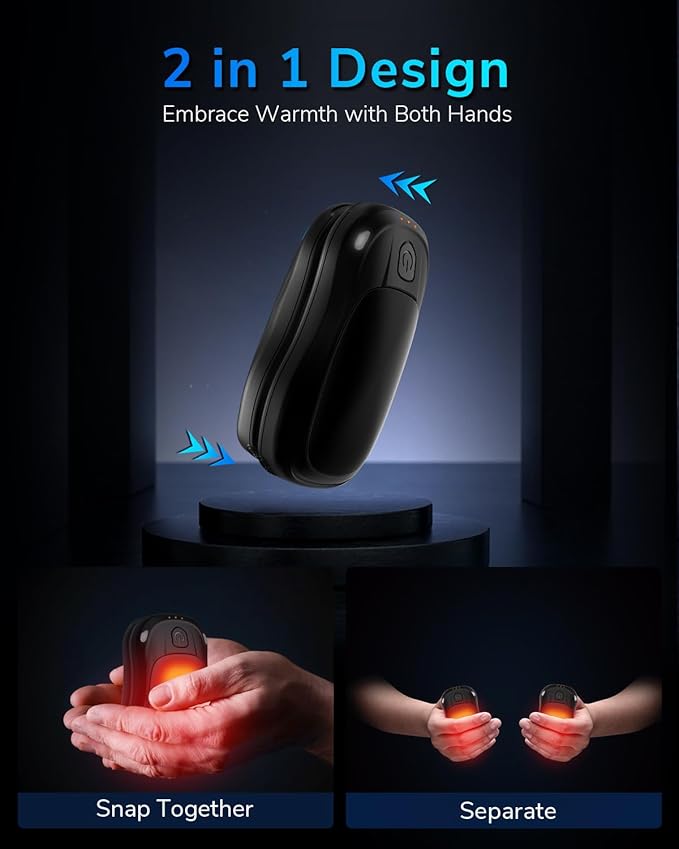 Hand Warmers Rechargeable 2 Pack, MKG Electric Hand Warmer, 24Hrs Long Lasting Reusable HandWarmers with 3 Levels Quick Heat, Portable Pocket Heater for Camping, Hunting, Golf, Women Wen Winter Gift