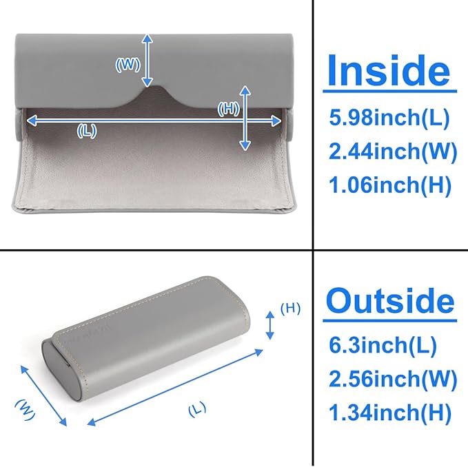 RayLove Hard Shell Glasses Case, Lightweight Leather Eyeglass Case, Travel-Friendly Sunglasses Protector for Men & Women