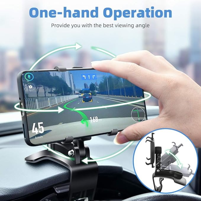 FONKEN Car Phone Mount, [2 Pack] Cell Phone Holder for Car 360 Degree Rotation Dashboard Clip Mount Car Phone Holder Compatible for iPhone 11 13/12 pro Max 8 8Plus Samsung S10 S9 S8 4"~7" Smartphones