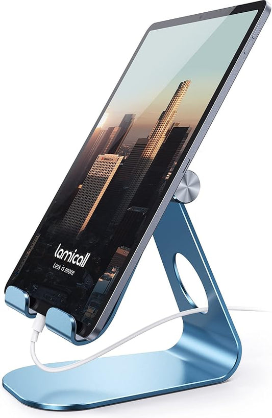 Lamicall Tablet Stand, Adjustable Tablet Holder - Desktop Stand Dock Holder Gifts Compatible with 4-13" Tablets Such as iPad Pro 11, 9.7, 10.5, 12.9 Air Mini, Kindle, Tab, iPhone Air 17 Pro Max, Blue
