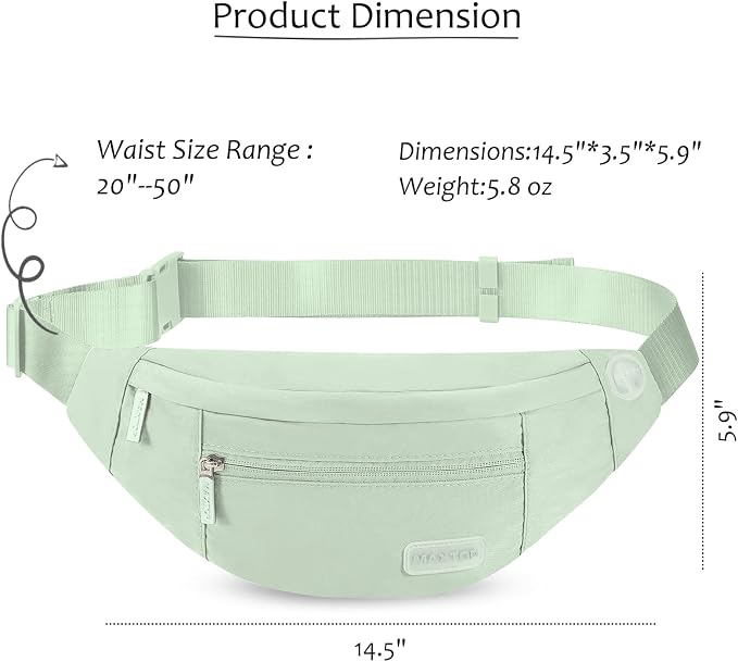 MAXTOP Large Crossbody Fanny Pack with 4-Zipper Pockets,Gifts for Enjoy Sports Festival Workout Traveling Running Casual Hands-Free Wallets Waist Pack Phone Bag Carrying All Phones