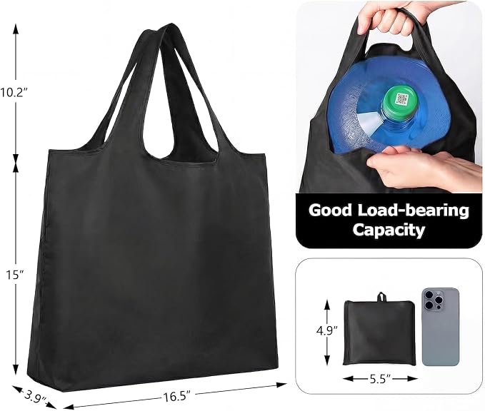 Washable Large Foldable Shopping Bag, Waterproof Reusable Grocery Bag Holder,for Shopping Reusable Tote Bags Large 50LBS,Tote Bags Nylon Bags(Blue+Blue)