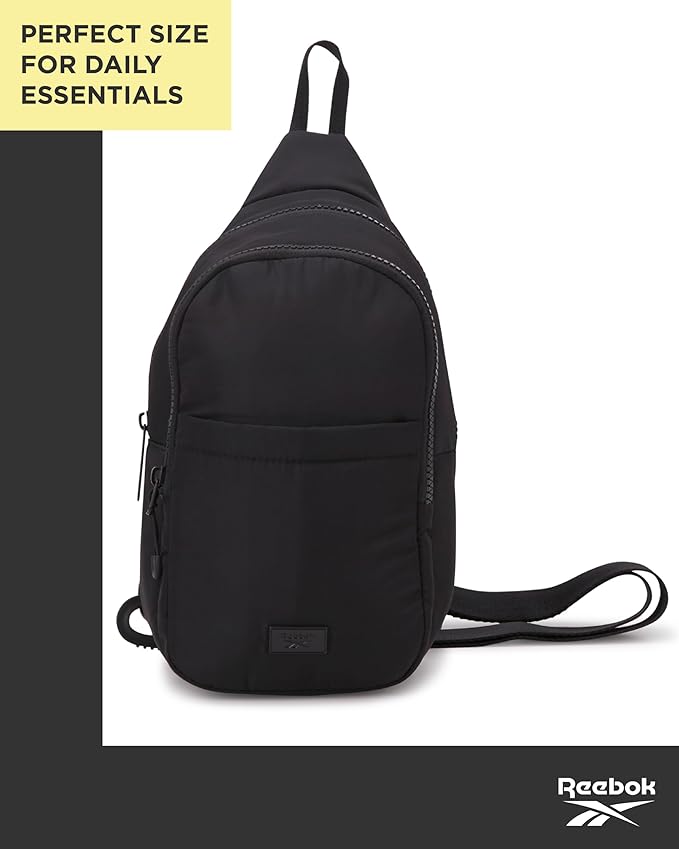 Reebok Unisex Crossbody Bag - Convertible Compact Durable Cross Body Bag for Women and Men - Gym and Travel Essentials, Size One Size, Thea II Black