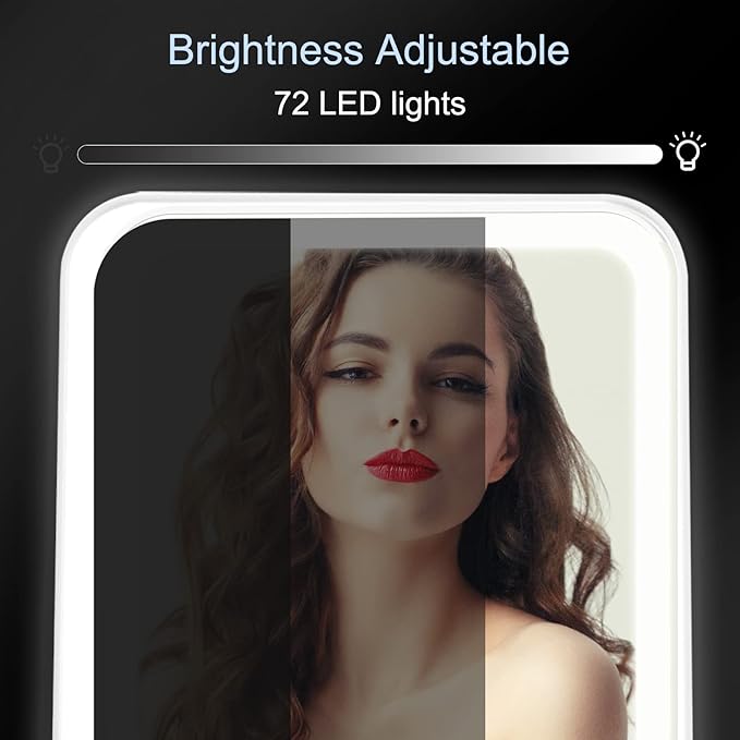 Rechargeable Travel Lighted Makeup Mirror with PU Leather Cover, Portable Travel Makeup Mirror with lights, 3 Color Lighting,Touch Sensor Dimmable, Light Up Tabletop Folding Cosmetic Mirror Colorful