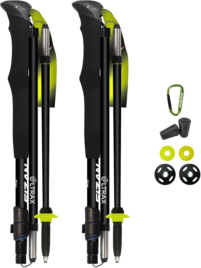 Fizan Ultrax Trekking Poles – Ultralight, Backpacking, Bikepacking, Hiking Trails, Collapsible to 14.5 in, Aluminum or Carbon Fiber