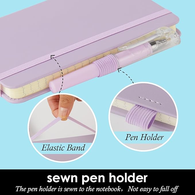 NIRMIRO Purple Small Notebook Journal with Pen Mini Leather Journal for Women Note Book College Ruled Small Note Pad Pocket Size for Work Note Taking Organization