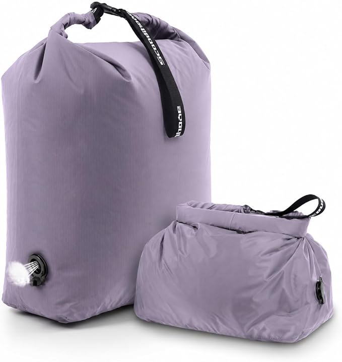 Travel Laundry Bag, Pump Free Vacuum Compression Dirty Clothes Bag Reusable Wet Dry Bags Large Capacity Space Saver Bags Camp Washable Clothes Organizer for Sports Dorm Laundromat (1 Pcs)(Purple, M）