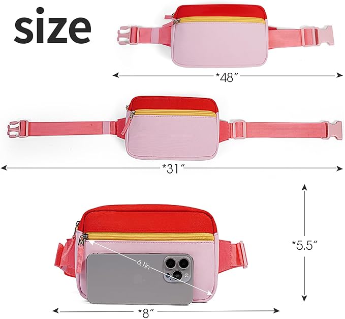 Fanny Pack Birthday Graduation Gifts for 7 8 9 10 11 12 13 Year Old Teen Girls Her Kids, Preppy Cute Trendy Stuff Colorblock Crossbody Bag Adjustable Belt Bags for Travel Essentials
