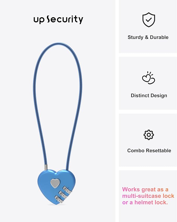 3 Digit Combination Lock, Thin Cable Lock with Code, Cable Padlock Combination, for Travel Essentials, Luggage, Helmet, Stroller, Wardrobe Closet, French Refrigerator Door, Pool Gate