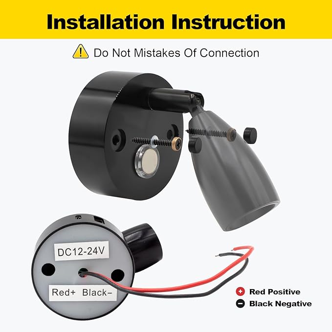 12V LED RV Interior Reading Light, Dimmable, with Dual USB Ports, RV Bedside Reading Light with Touch Switch, for Campers and Travel Trailers
