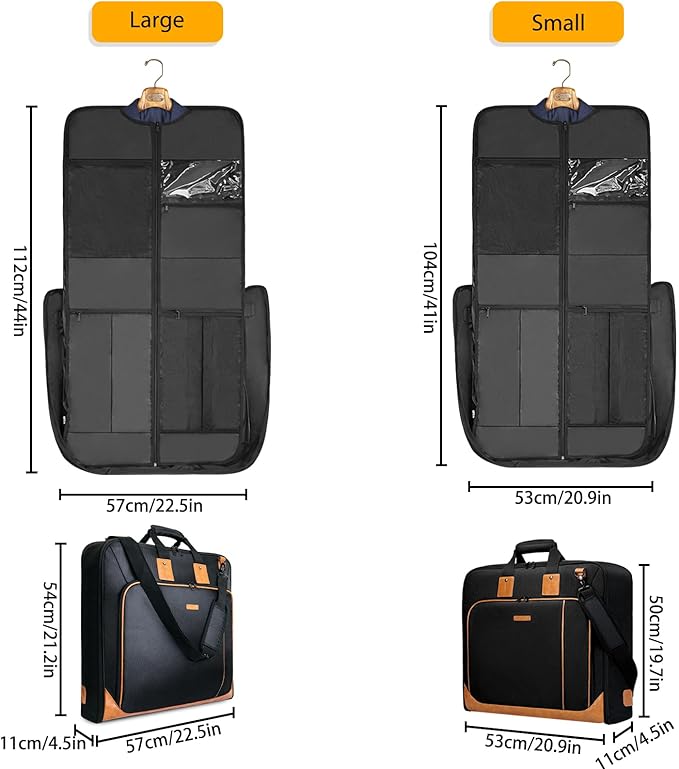 Noozion Garment Bag for Travel, Large Carry On Suit Bag for Business Up to 3 Suits, Wrinkle Free Garment Bag for Hanging Clothes with Shoulder Strap, Laptop Compartment, and Wet-Dry Pocket