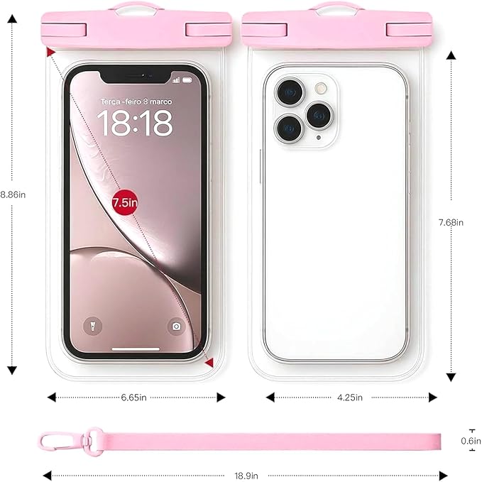 1/2 Pack Waterproof Phone Pouch Compatible with iPhone 17 16 15 Pro Max & Galaxy S24+/S23 7in Waterproof Phone Case, IPX8 Beach Travel Must Haves, Beach Essentials, Peach Pink, 1 Pack