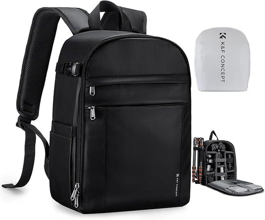 K&F CONCEPT Camera Bag Backpack, Professional DSLR/SLR/Mirrorless Camera Backpack, Photography Camera Case with Tripod Holder & Rain Cover Compatible with Canon/Sony/Nikon/FUJIFILM