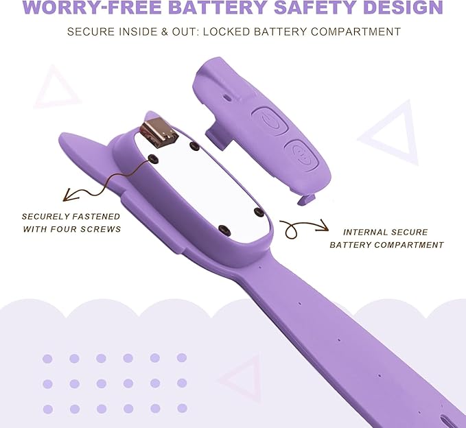 Rechargeable Kids Book Light, Cute Bookmark Reading Light for Kids, Dimmable Portable LED Book Light for Reading in Bed, Eye-Caring Bedtime Reading Lamp for Children & Travel, Purple