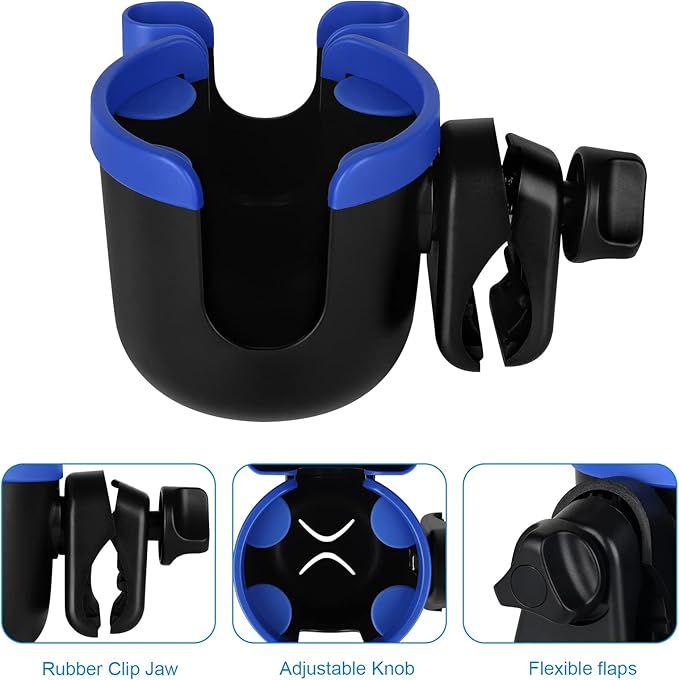 Accmor Stroller Cup Holder with Phone Holder, Bike Cup Holder, Universal Cup Holder for Uppababy Nuna Doona Strollers, 2-in-1 Cup Holder for Walker, Wheelchair, Scooter