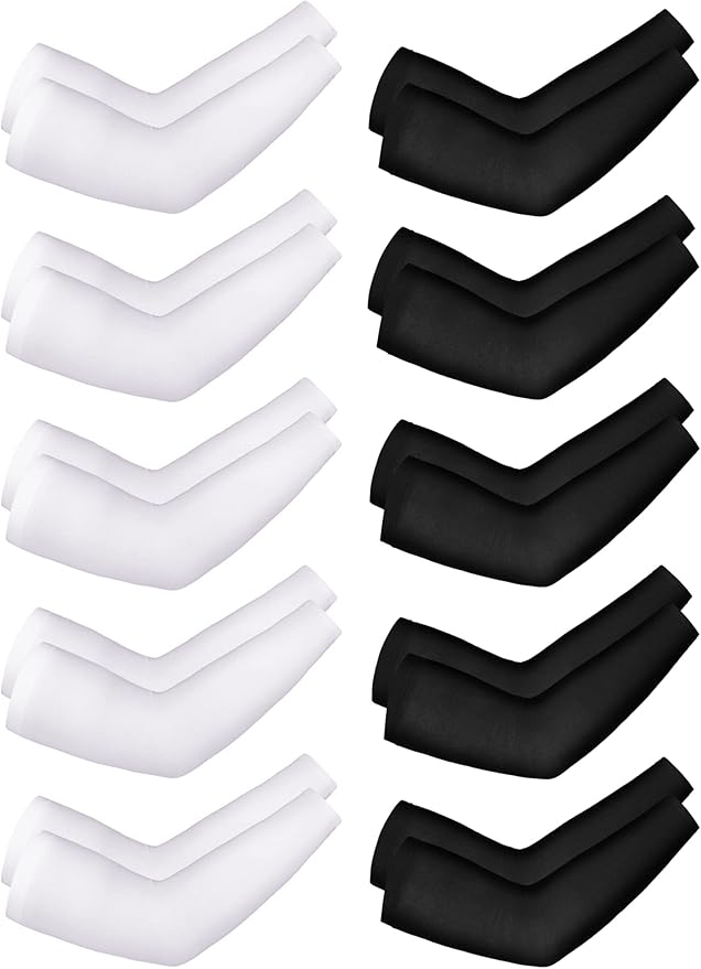 Boao 10 Pairs UV Arm Sleeve for Men Women Cooling Tattoo Cover up Compression Sun Protection Sleeves for Outdoor Activities