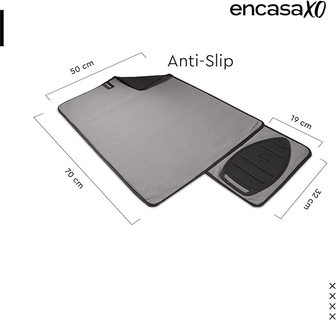 Encasa XO Ironing Mat/Pad Small 28"x20" with Padding, Anti-Slip, Silicone Iron Rest, Steam Press on Tabletop & Bed, Heat Resistant, Portable, Easy to Carry, Grey