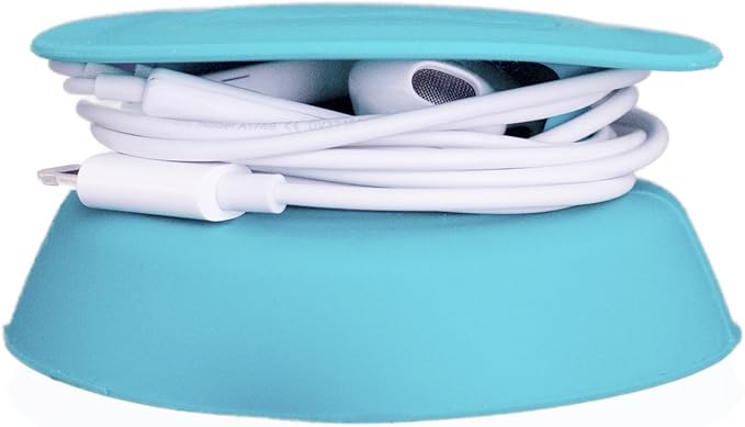Budley - Tangle-Free Earphone/Earbud Case, Compact Storage System, Silicone (Teal, Set of 1)