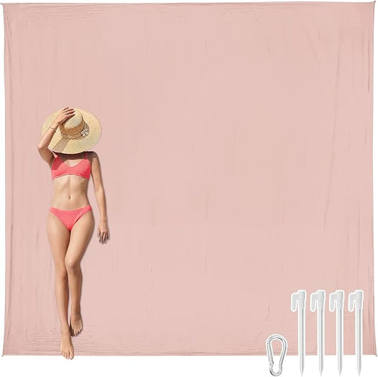 AlphaBeing Beach Blanket Waterproof Sandproof, Extra Large Beach Mat for 1–8 Adults, Oversized Picnic Blanket with 4 Stakes & Storage Bag, Essential Beach Gear for Travel