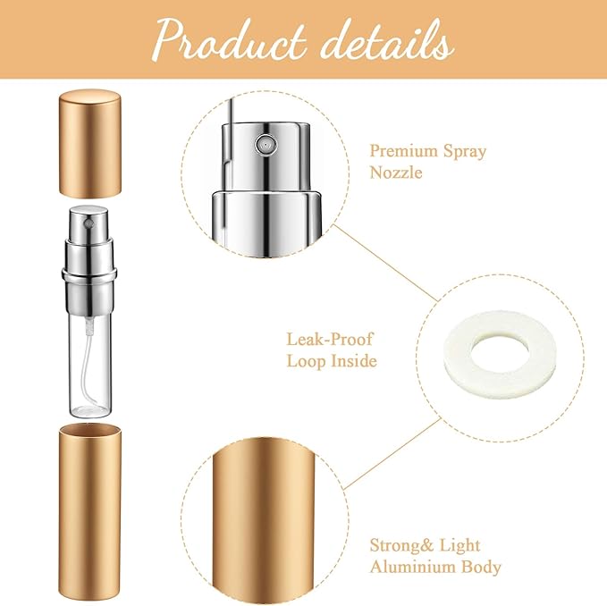 Motiskyy 7 Pcs 5ml Refillable Perfume Atomizers Bulk - Mini Travel Cologne Sprayers with Refill Pump & Transfer Tool for Perfume Makers & Small Studios (Mixed Color)